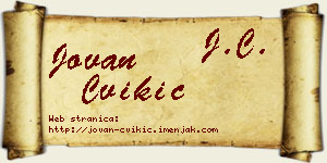 Jovan Cvikić vizit kartica